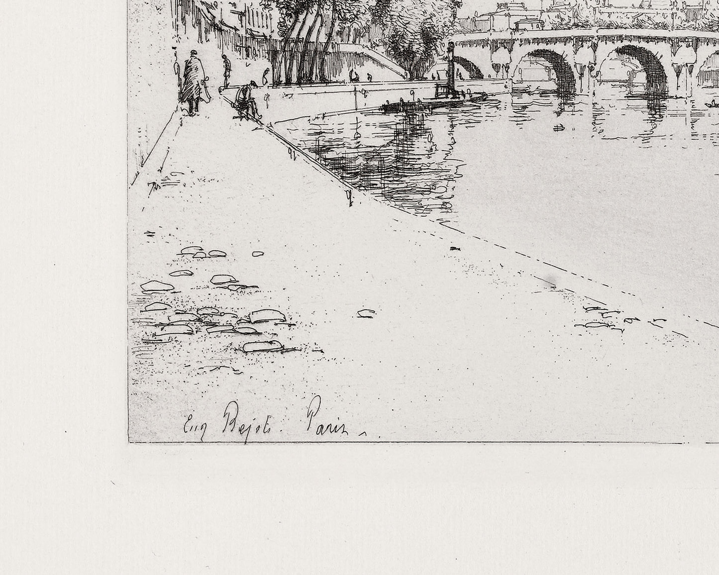 The Seine River Paris Etching Art Print