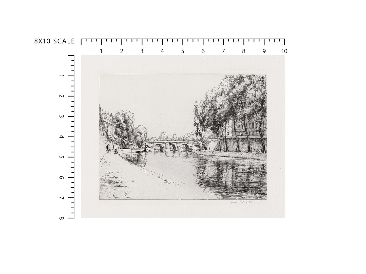 The Seine River Paris Etching Art Print