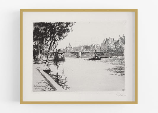 The Carousel Bridge Paris Etching Art Print