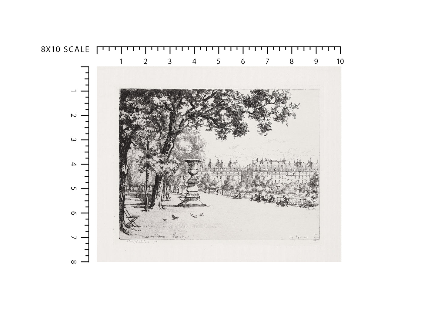 Tuileries Garden Paris Etching Art Print