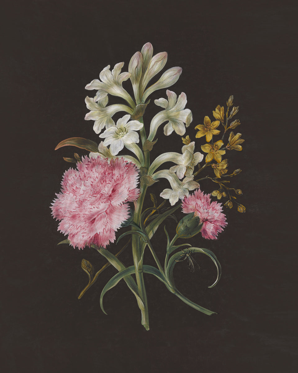Flower Bouquet with Ribbon Art Prints - Set of Three