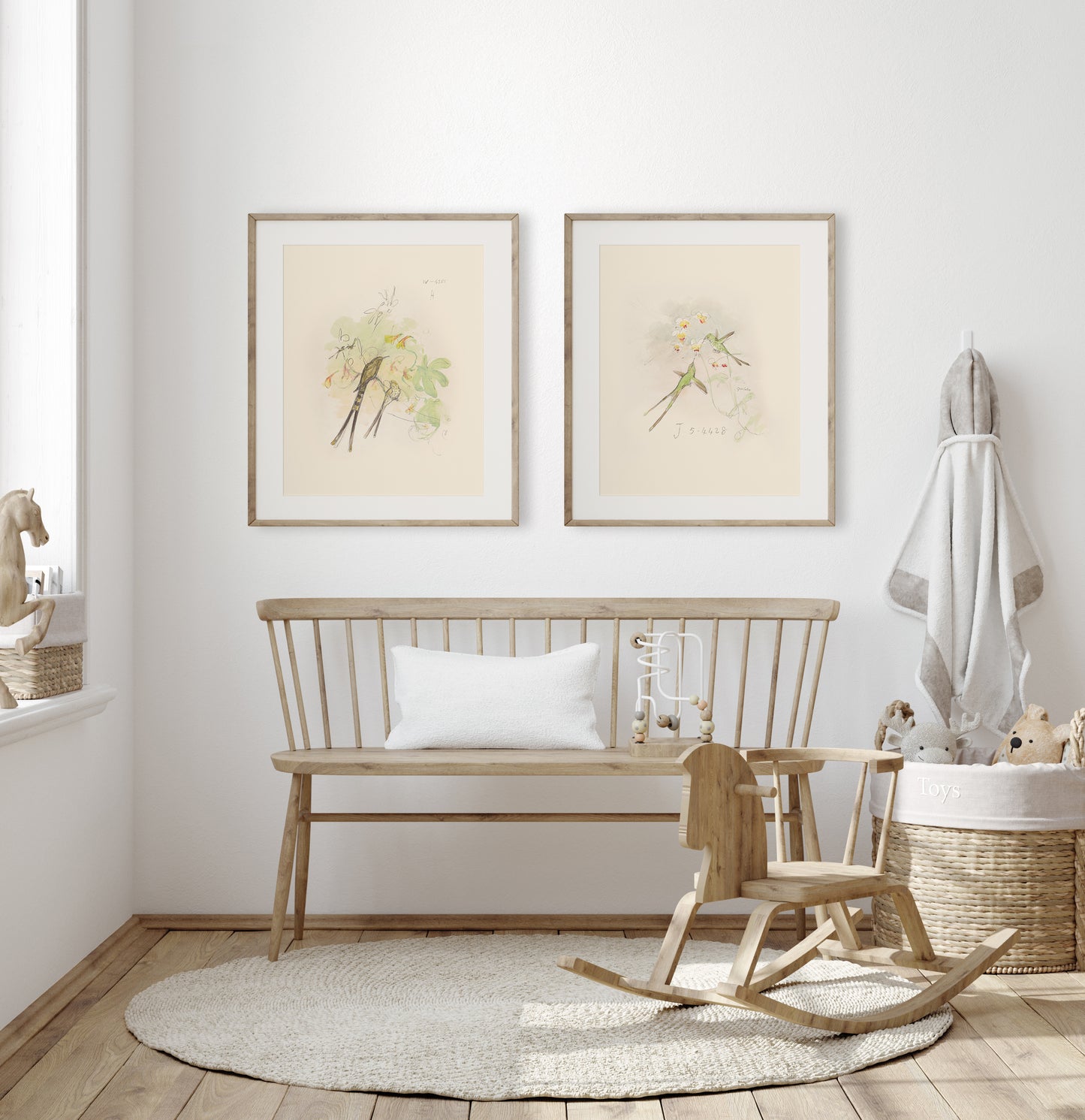 Hummingbird Watercolor Sketch Art Prints, #1 & #2 - Set of Two