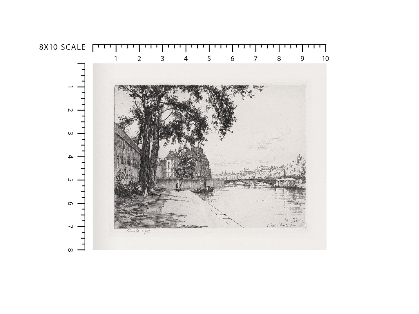 The Arcole Bridge Paris Etching Art Print