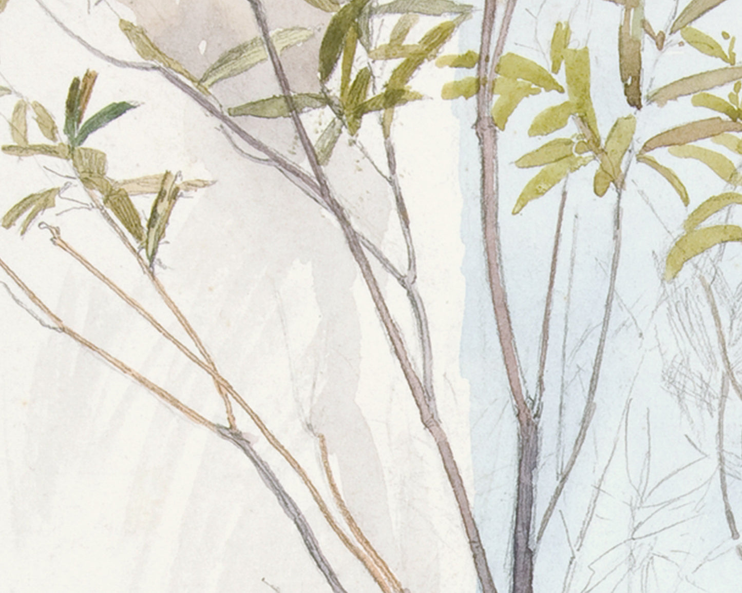 Modern Abstract Study of a Tree in Pale Blue and Green Art Print