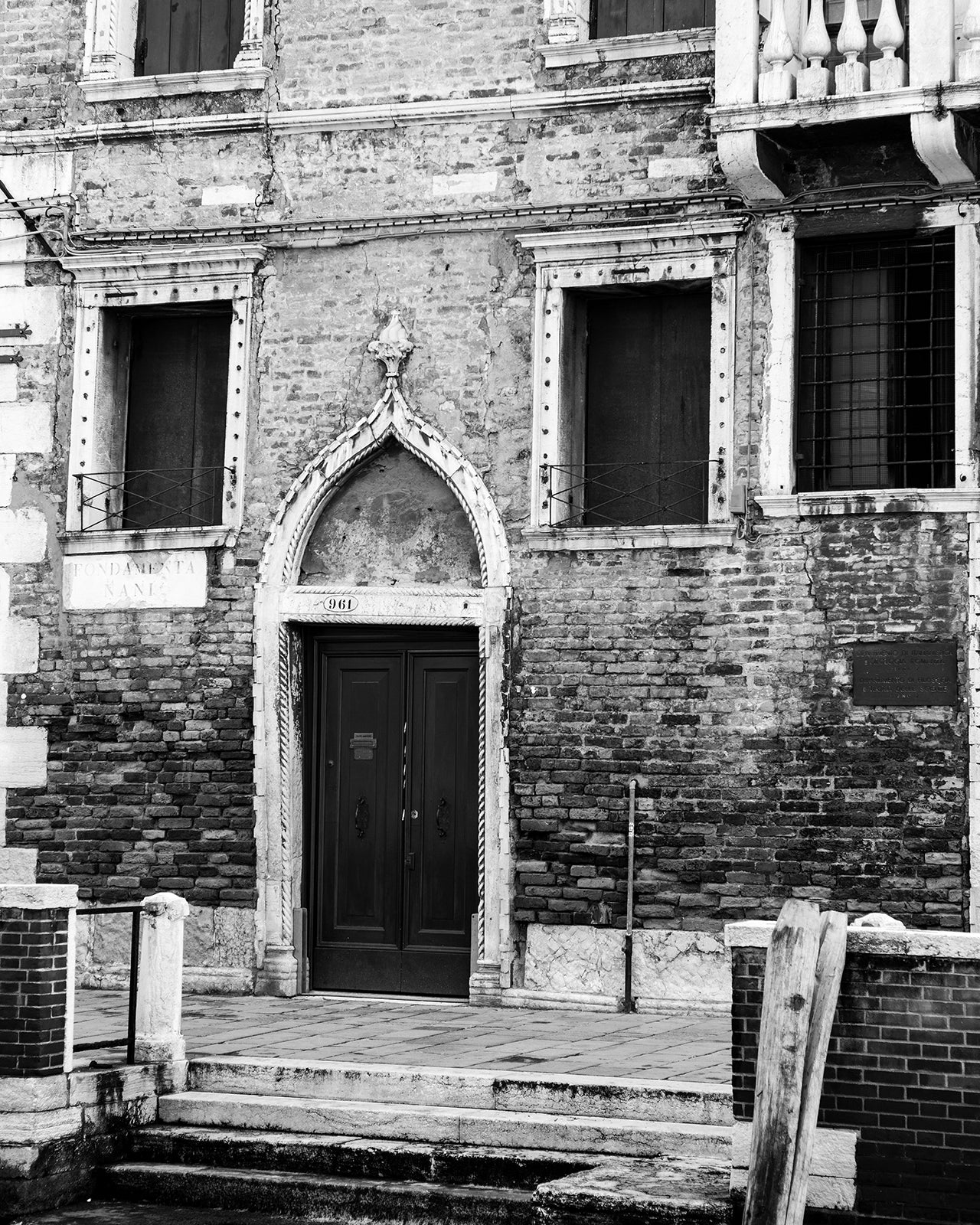Venice Italy Doorway B&W Photo Print