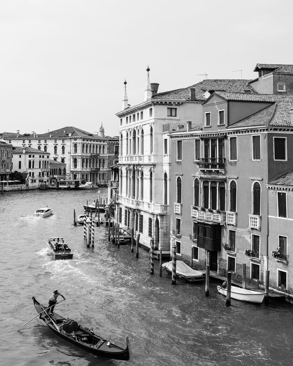 Venice Italy Canal B&W Photo Print