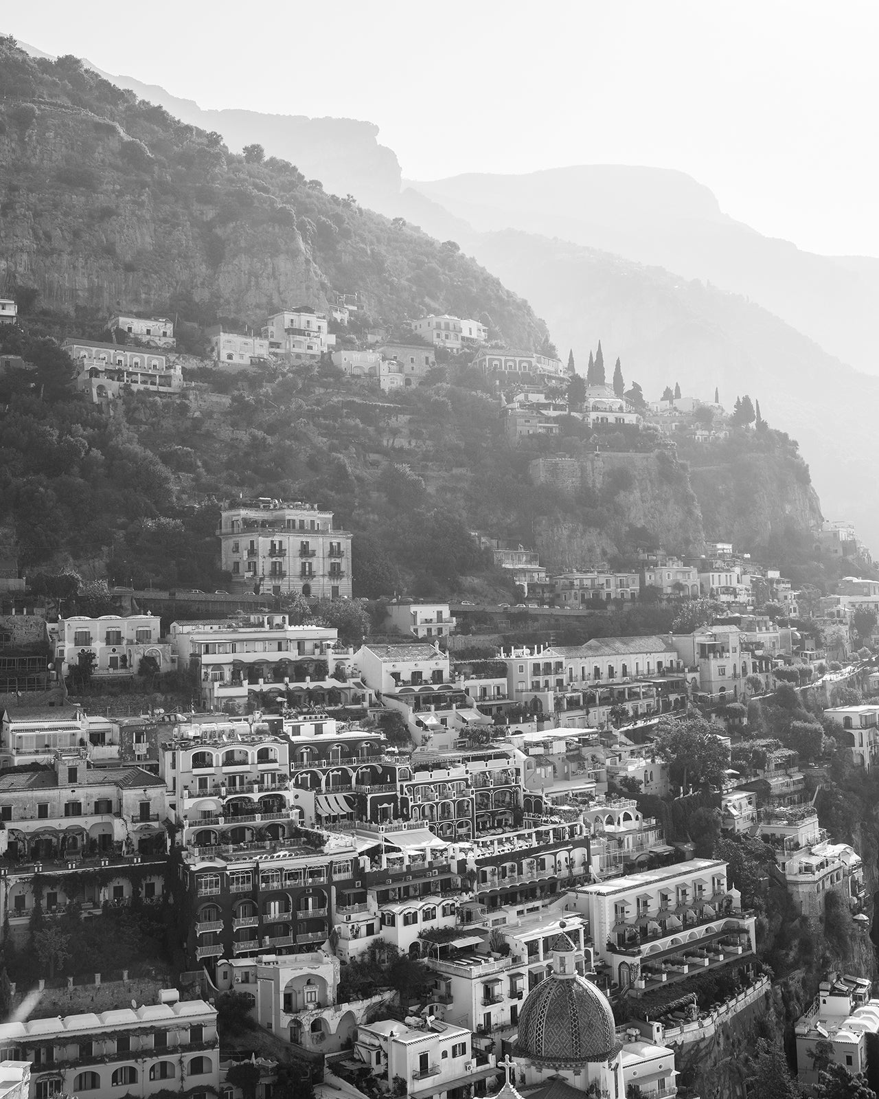 Positano Italy B&W Photo Print
