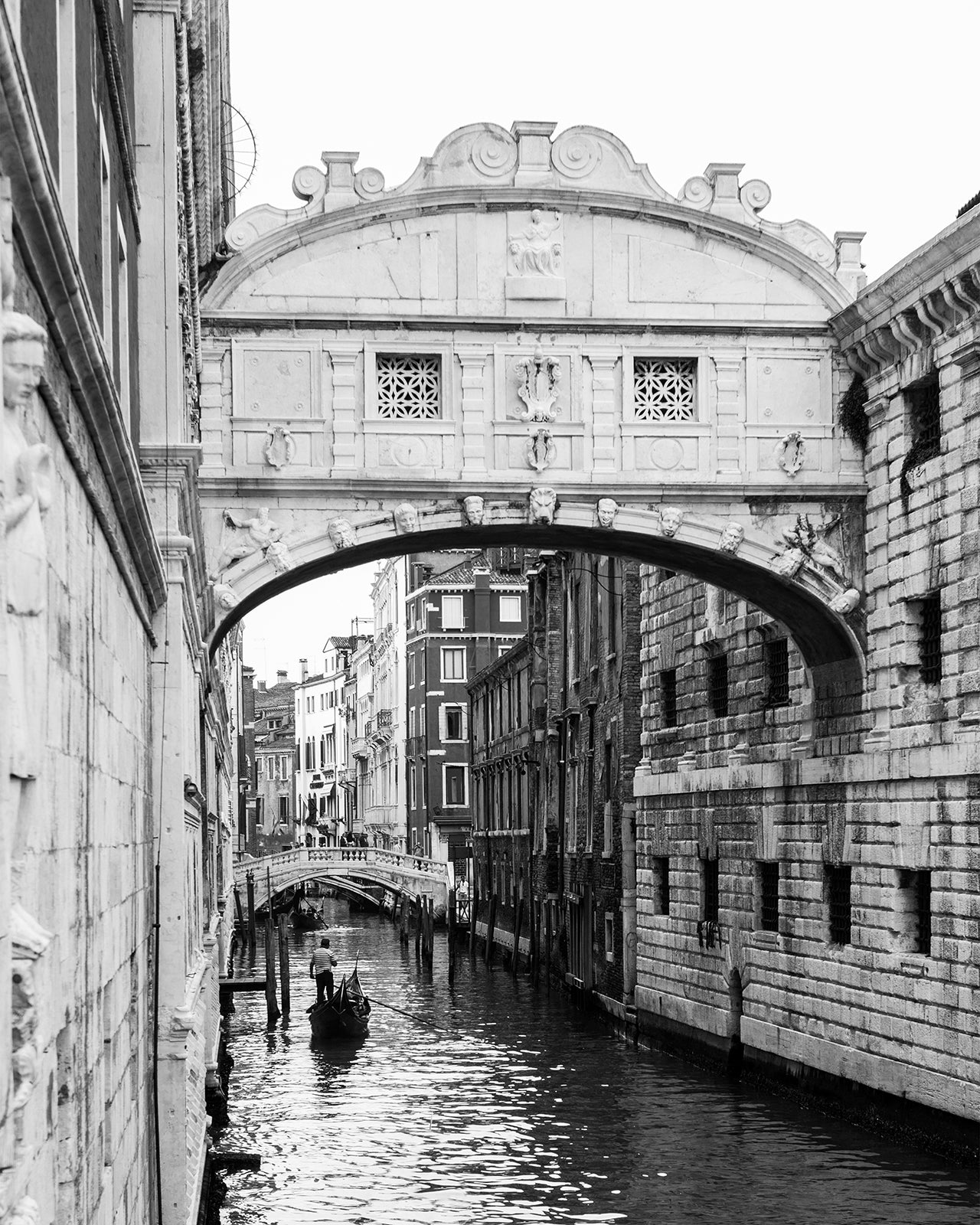 Venice Italy Bridge of Sighs B&W Photo Print