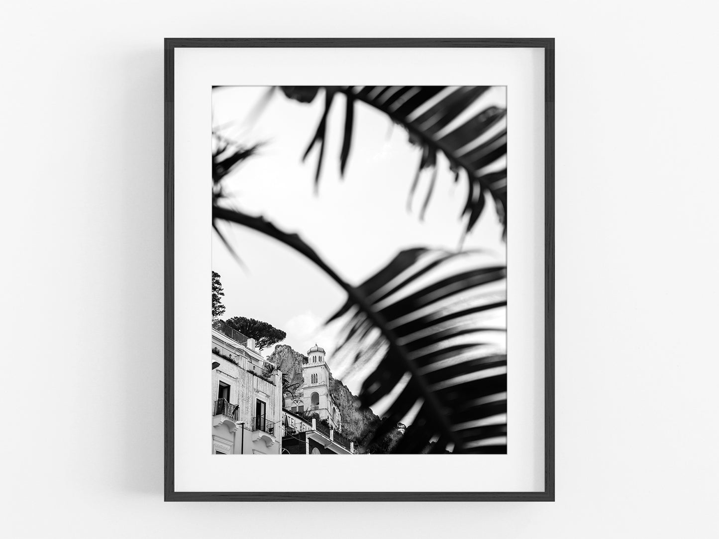 Capri Italy Scenic B&W Photo Print