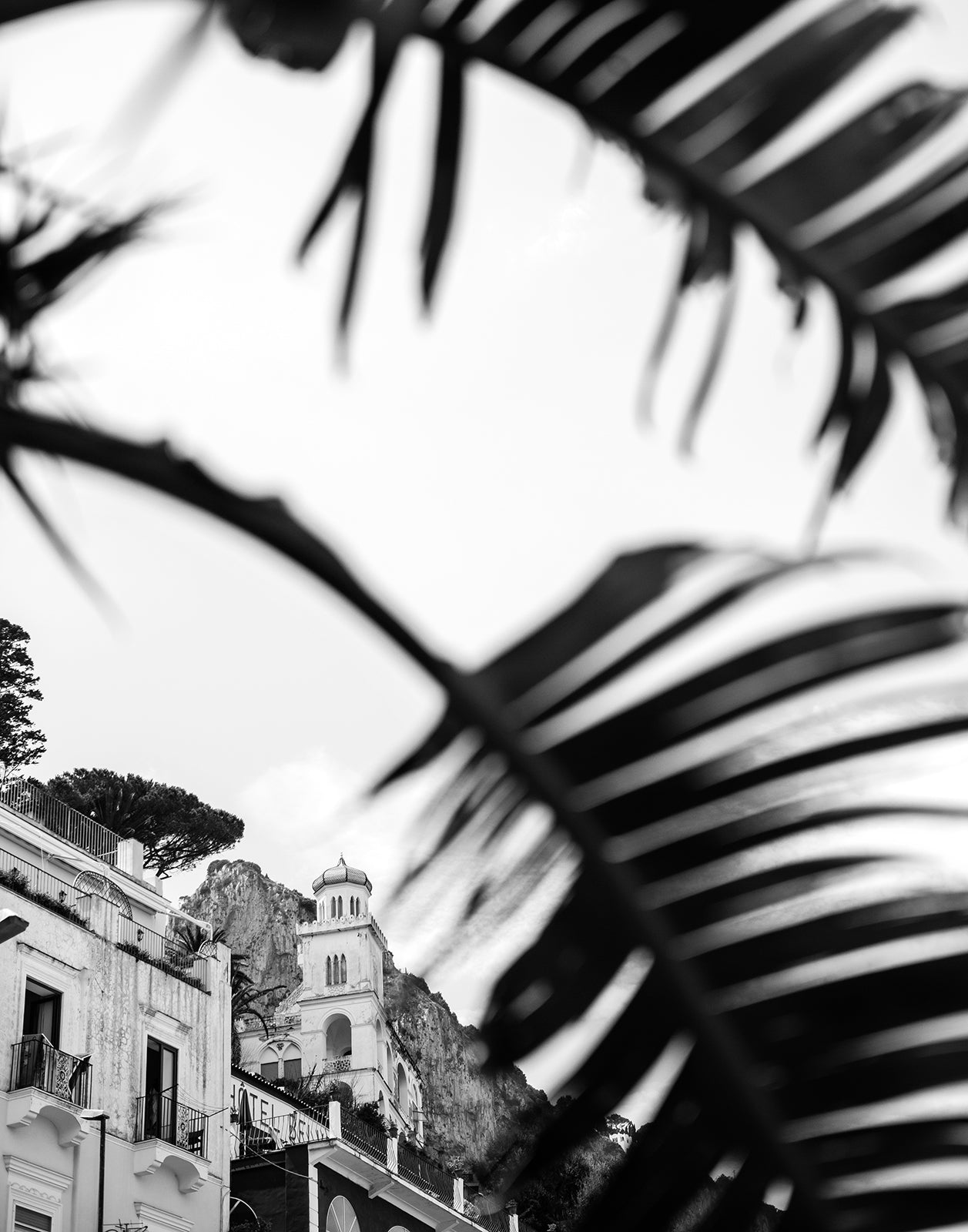 Capri Italy Scenic B&W Photo Print