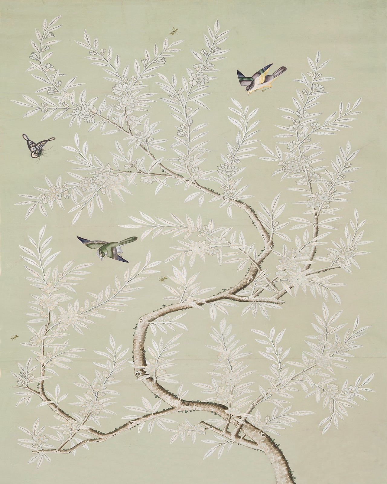 Chinese Birds and Foliage Chinoiserie Art Print: Mint Colorway