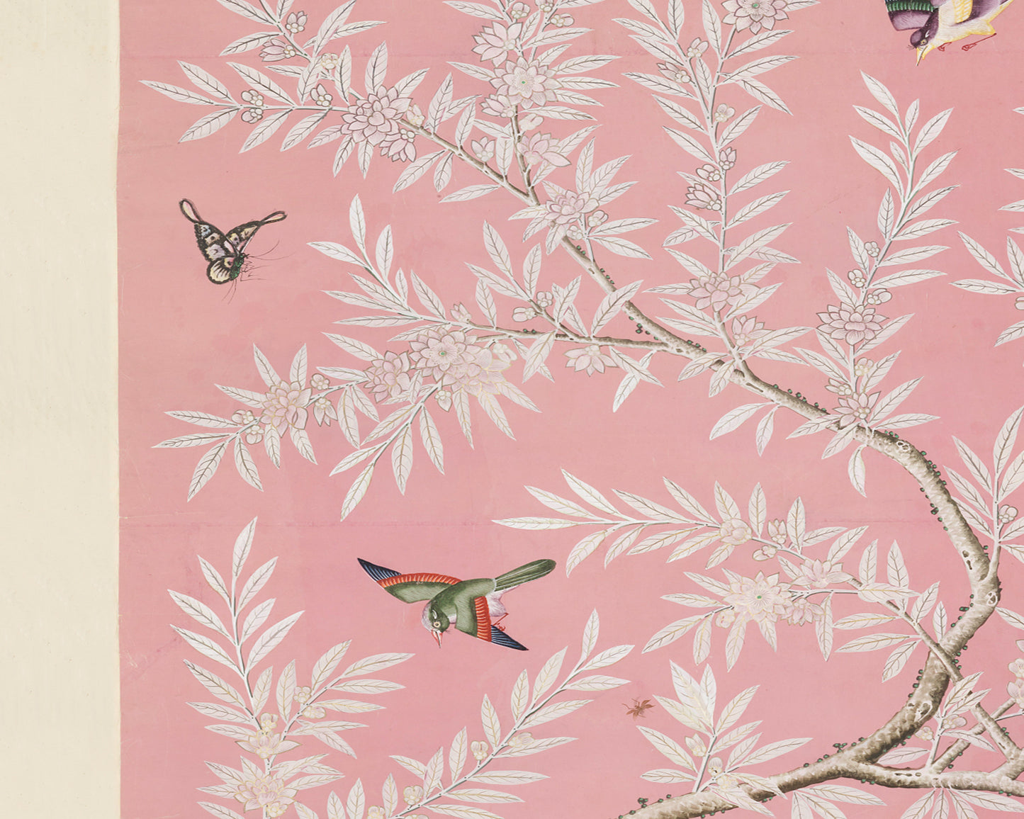 Chinese Birds and Foliage Chinoiserie Art Print: Pink Colorway