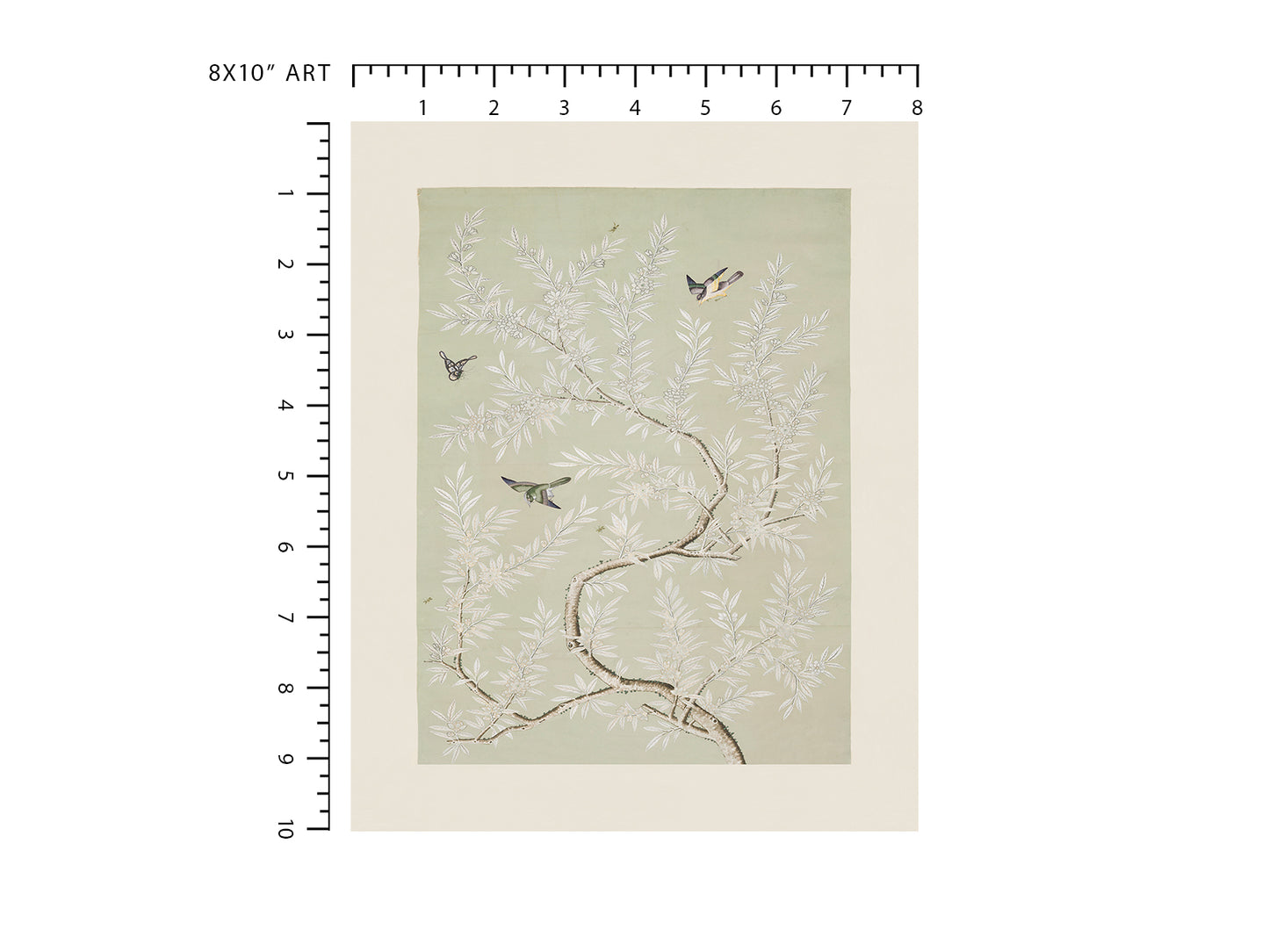 Chinese Birds and Foliage Chinoiserie Art Print: Mint Colorway