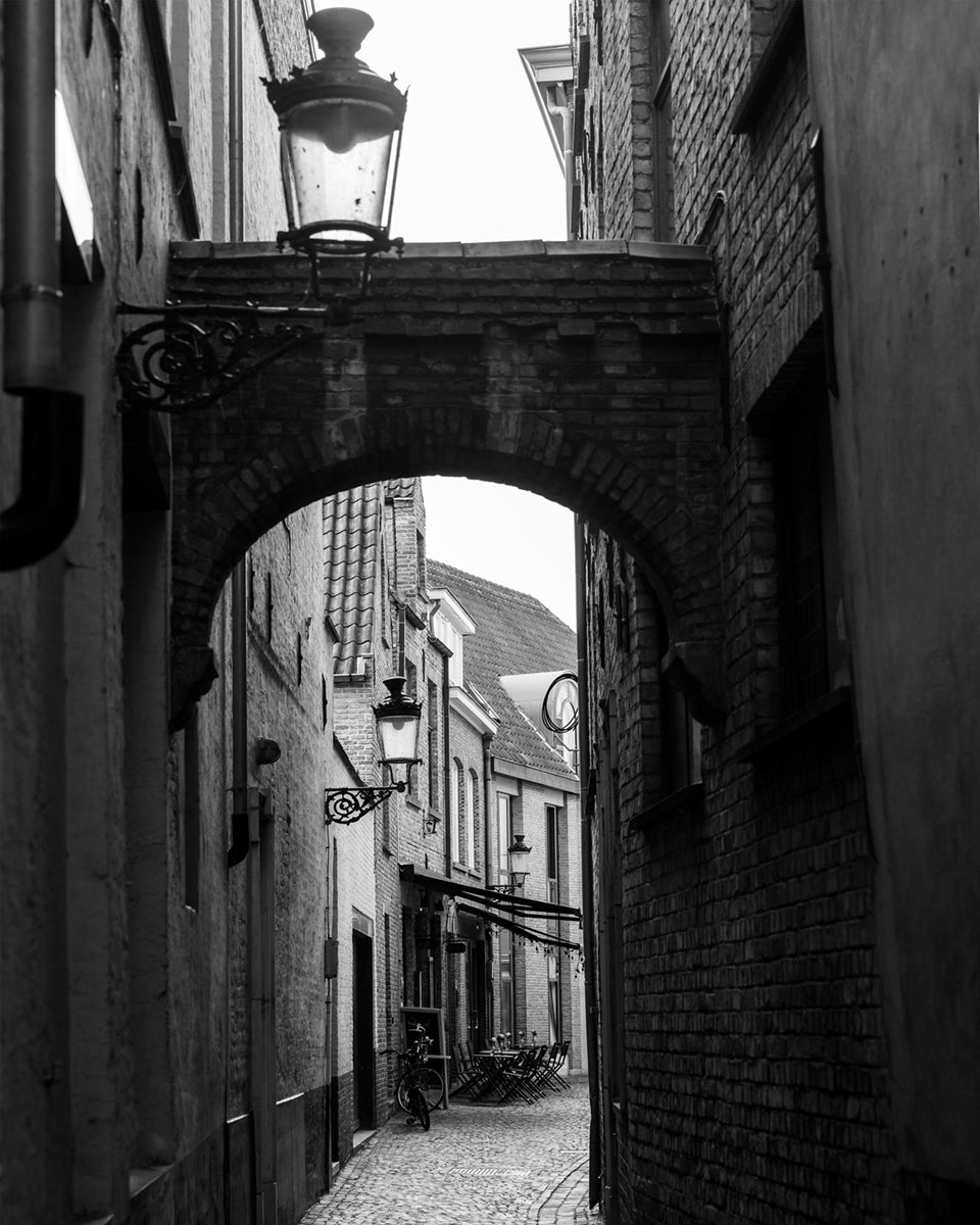 Bruges Belgium Medieval Street B&W Photo Print