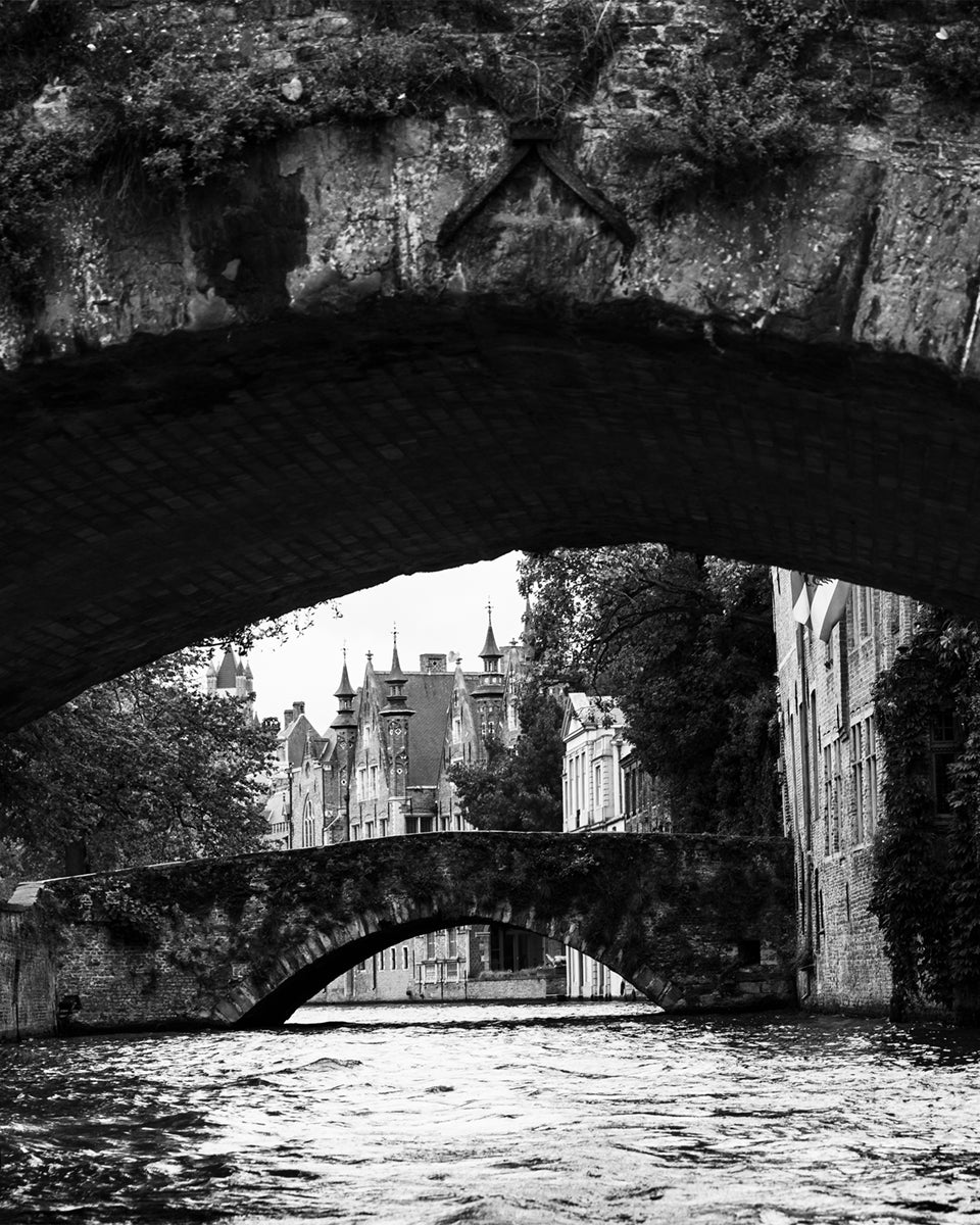 Bruges Belgium Bridge B&W Photo Print