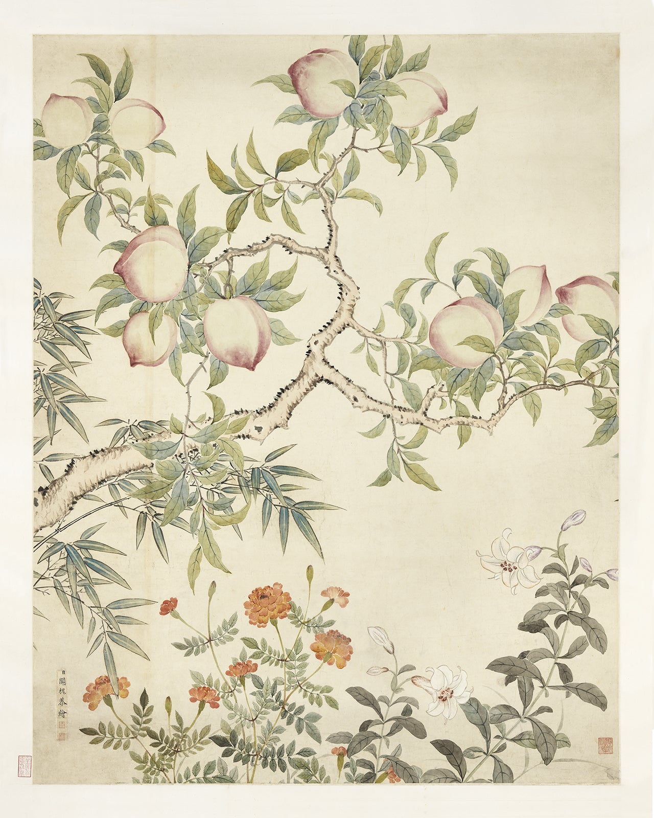 Chinese Peaches & Flowers Art Print