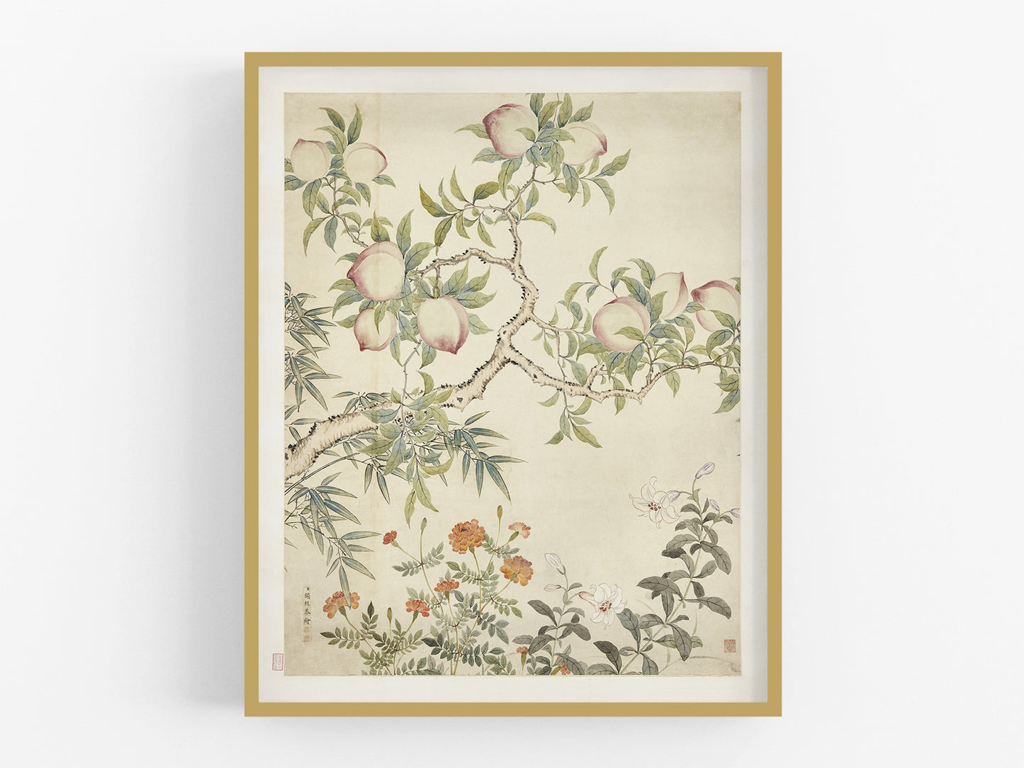 Chinese Peaches & Flowers Art Print