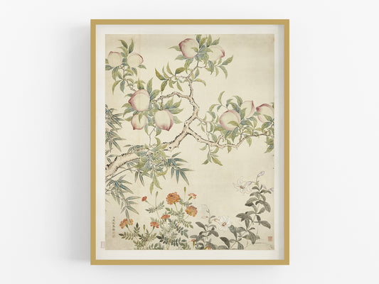 Chinese Peaches & Flowers Art Print