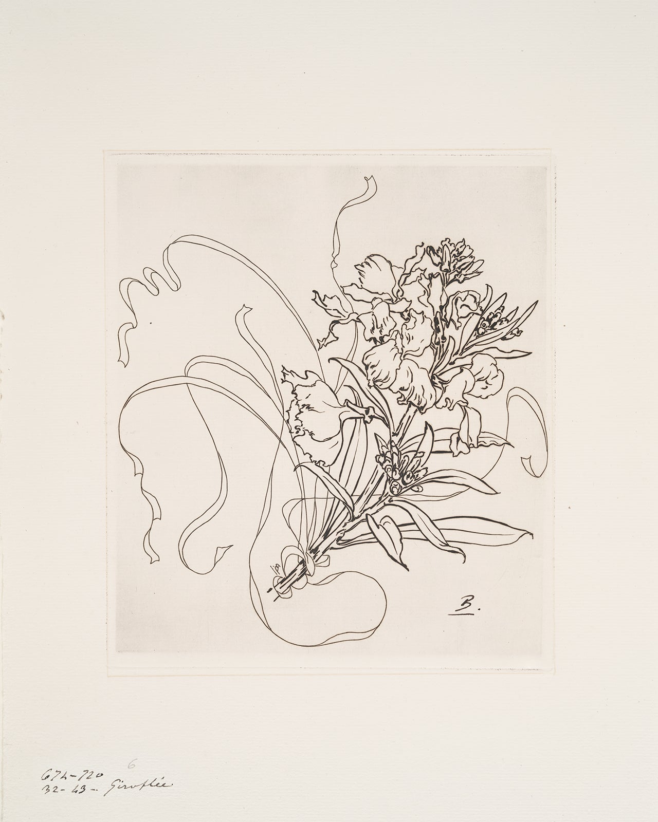 French Porcelain Flower Sketch Art Print: Assiette (Giroflee)