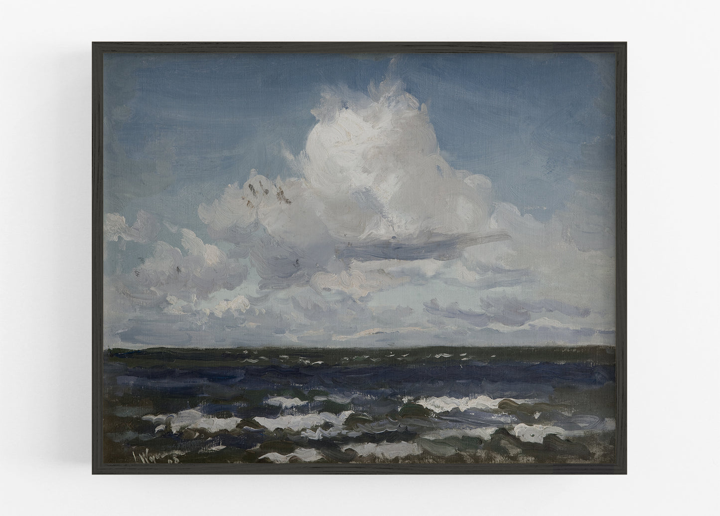 Blue Seascape with Clouds Art Print