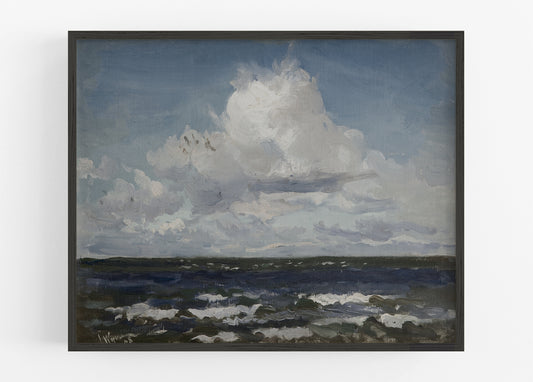 Blue Seascape with Clouds Art Print