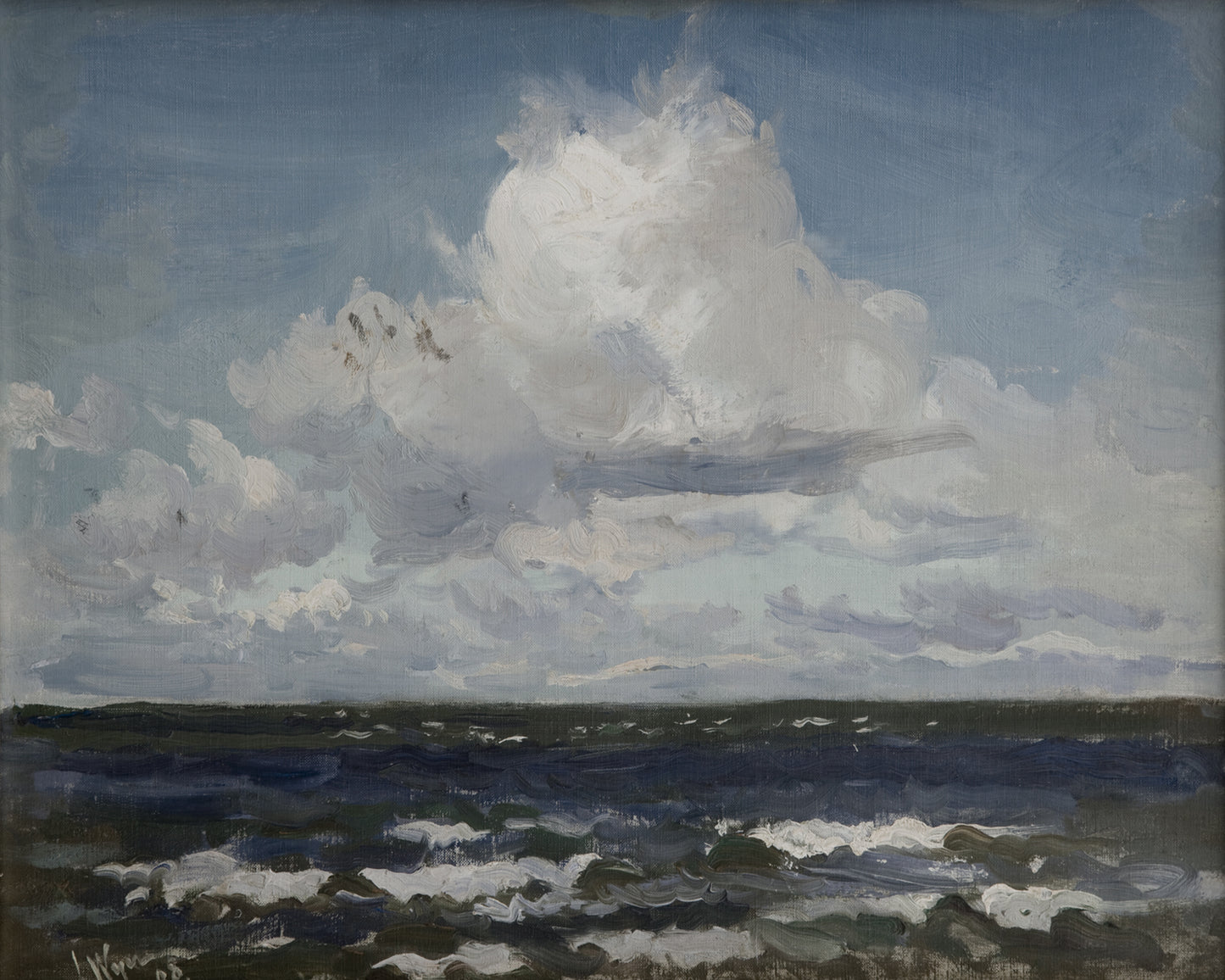 Blue Seascape with Clouds Art Print