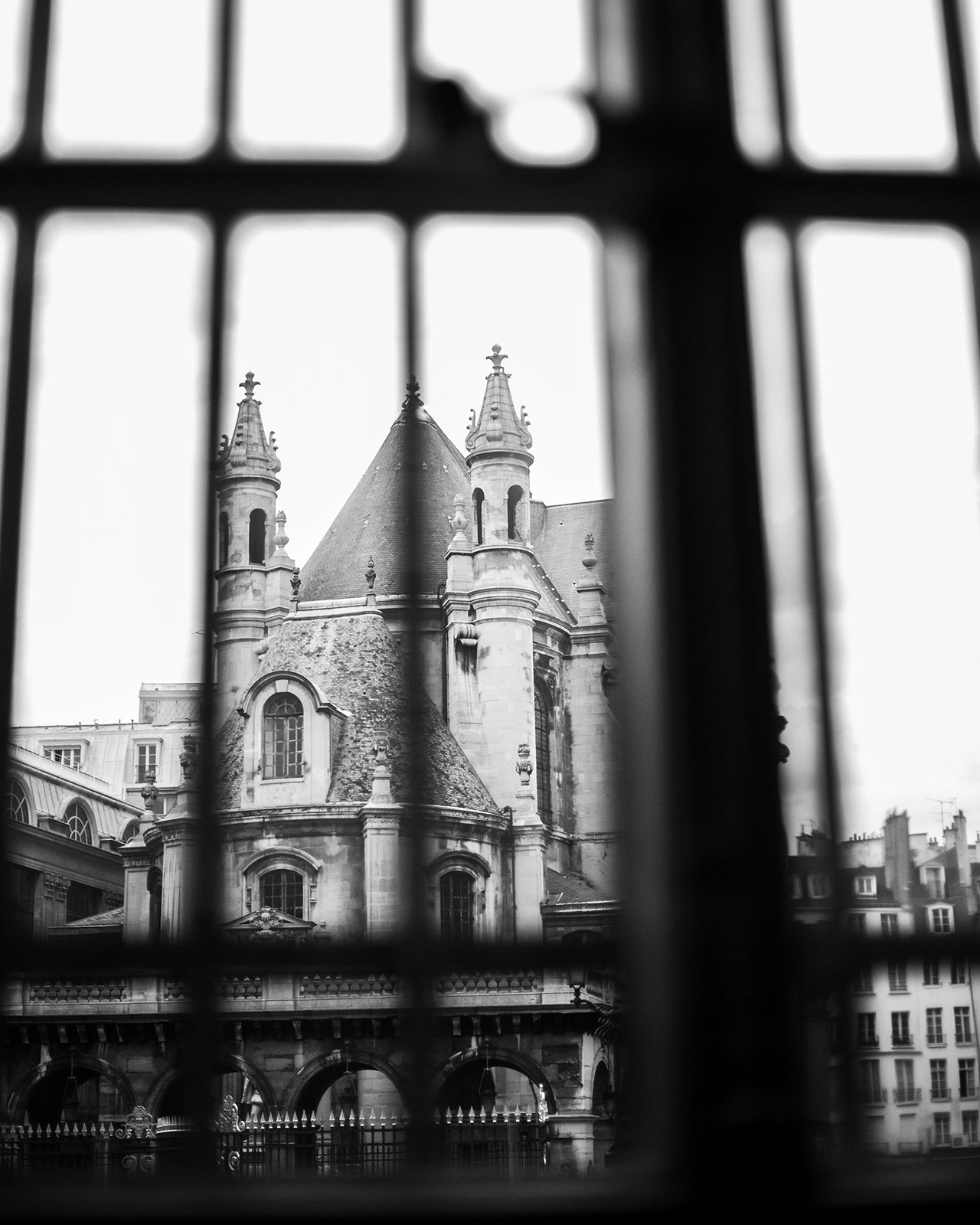 Palace of Versailles Window View, Paris, B&W Photo Print