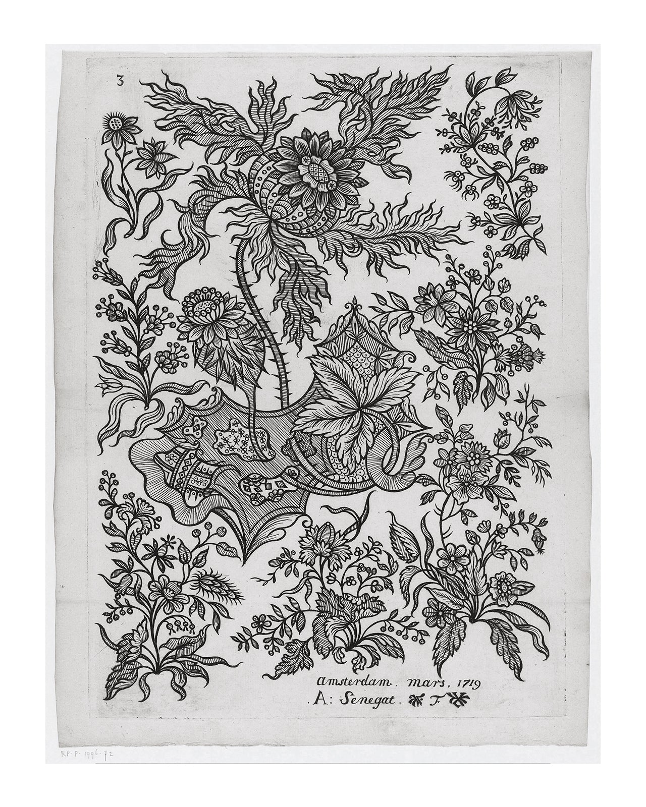 Dutch Flower Design Etching #72