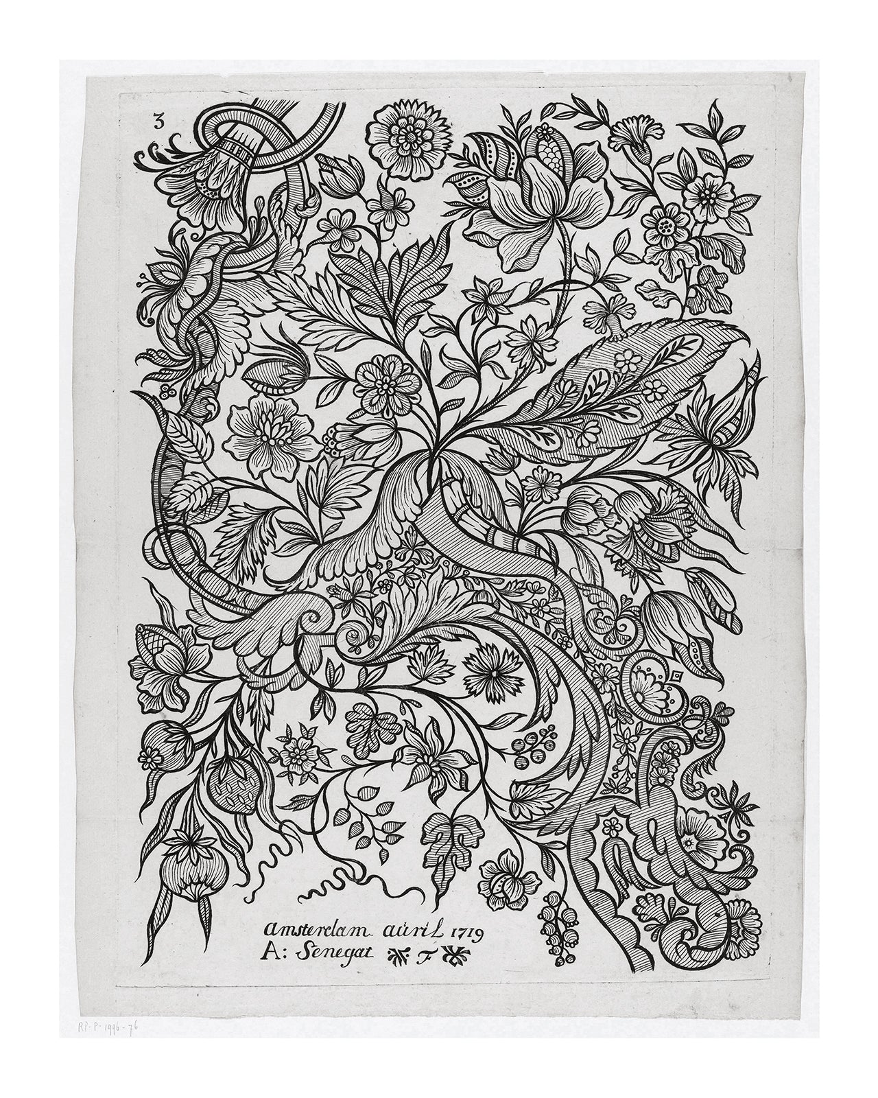 Dutch Flower Design Etching #76