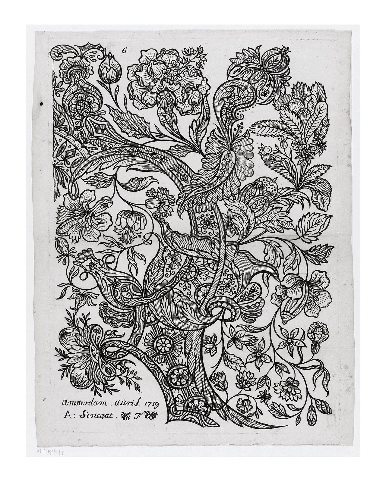 Dutch Flower Design Etching #77