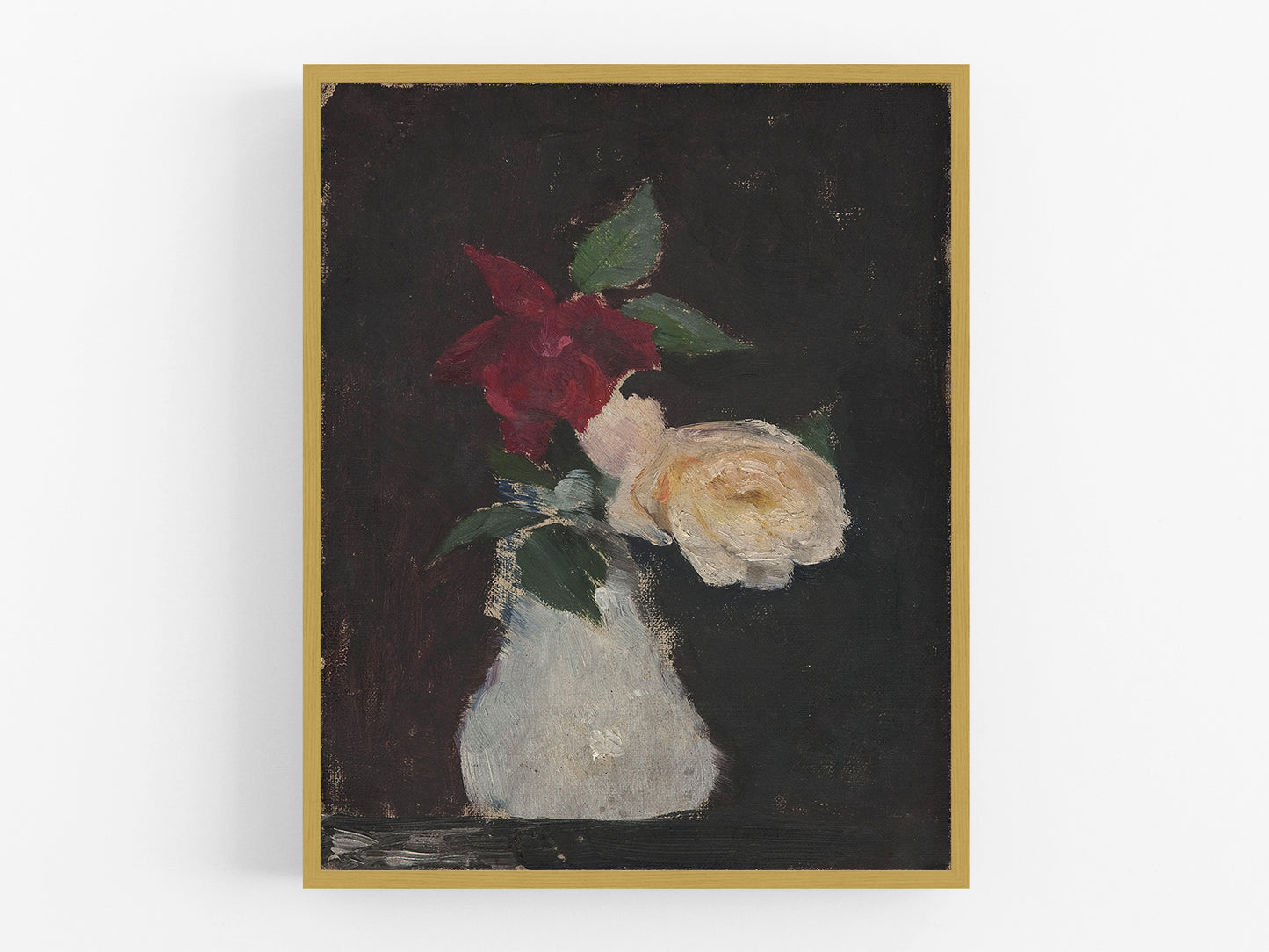 Moody Roses in Vase Art Print