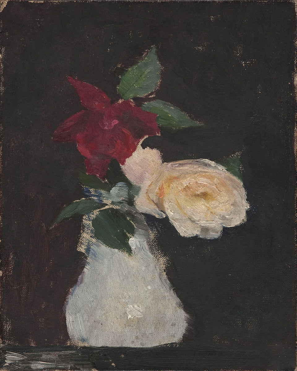 Moody Roses in Vase Art Print