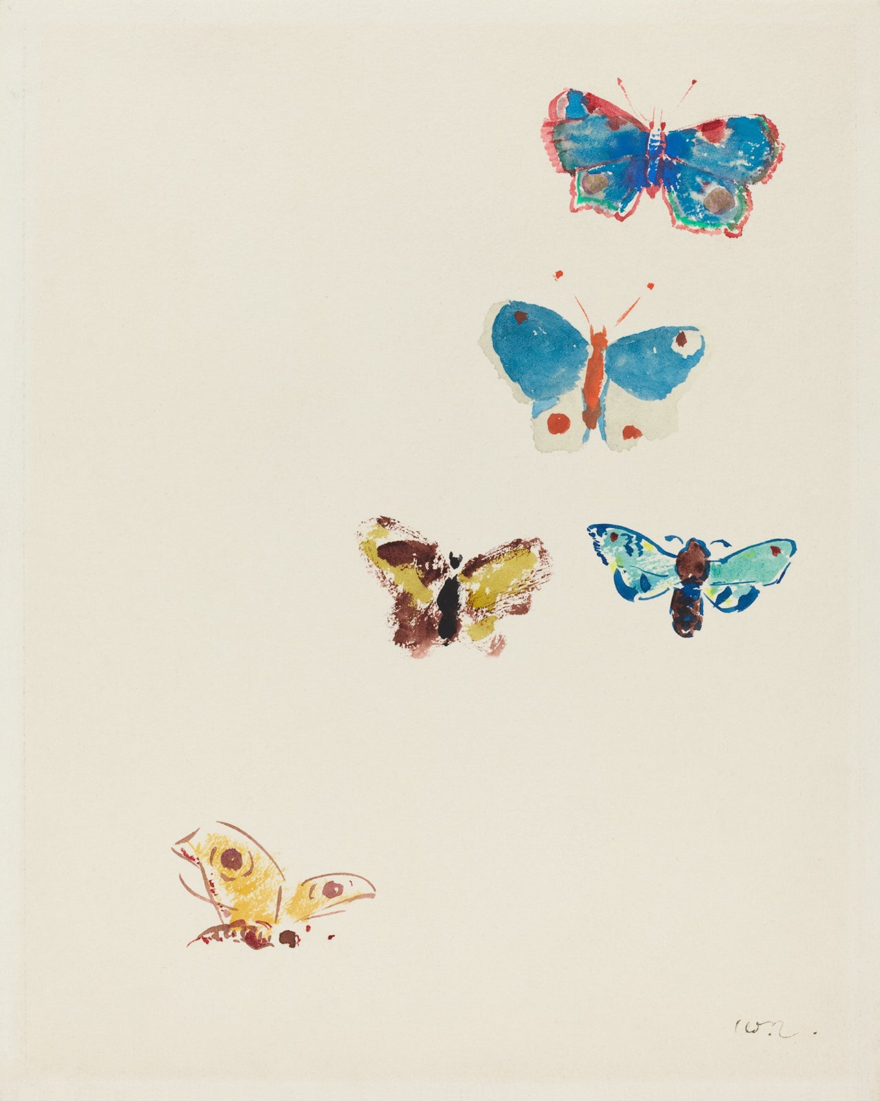 Watercolor Butterflies Art Print #1