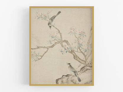 Birds in a Crab-apple Tree Chinoiserie Art Print