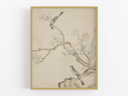 Birds in a Crab-apple Tree Chinoiserie Art Print