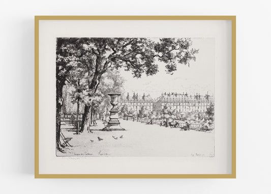 Tuileries Garden Paris Etching Art Print