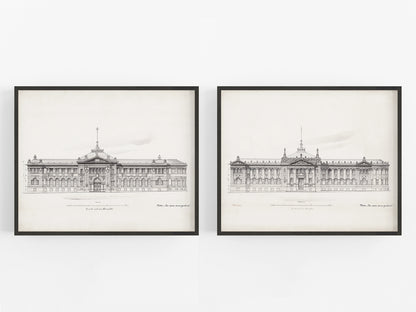 German Museum Drawing Art Prints - Set of Two