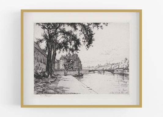 The Arcole Bridge Paris Etching Art Print