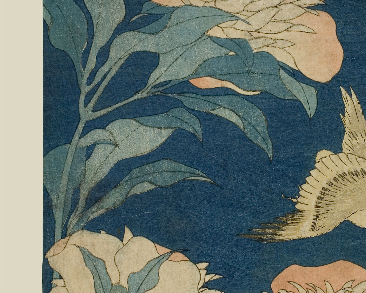 Japanese Woodblock Bird Art Print: Canary and Peony