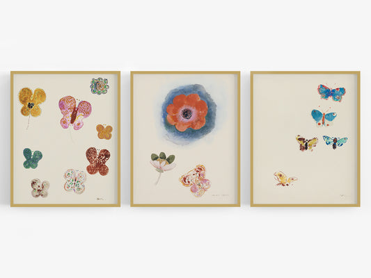 Modern Butterfly Watercolor Art Prints - Set of Three