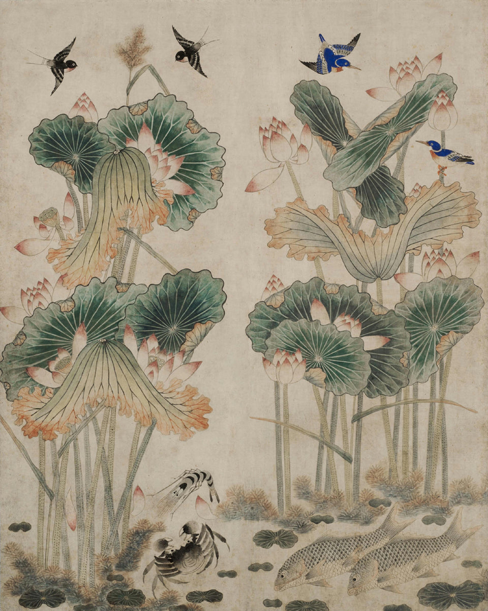 Lotus Flower Chinoiserie Art Prints #1 & #2 - Set of Two