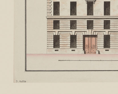 Paris Townhouse Elevation Drawing Art Prints - Set of Two