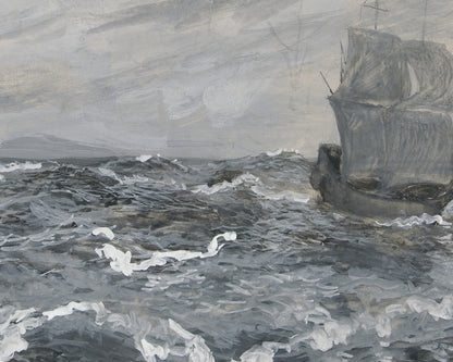 Seascape with Sailboats Art Print
