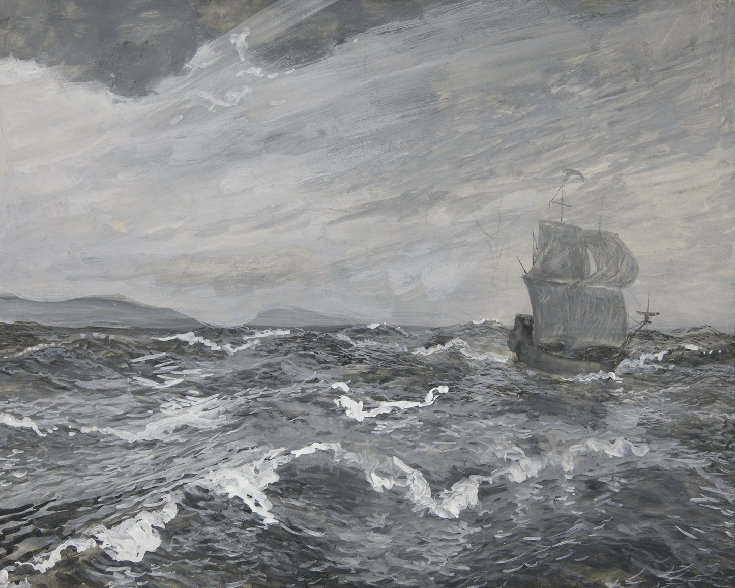 Seascape with Sailboats Art Print