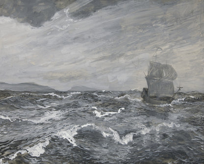 Seascape with Sailboats Art Print