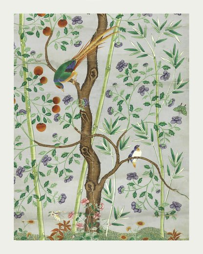 Chinese Birds & Trees Chinoiserie Art Prints - Set of Two