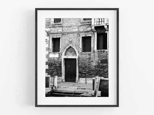 Venice Italy Doorway B&W Photo Print