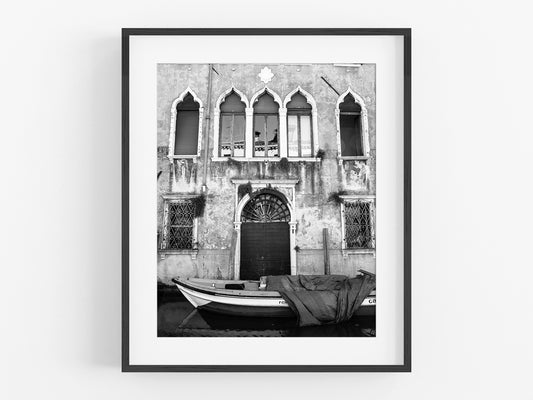 Venice Italy Gondola B&W Photo Print #2