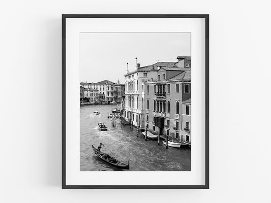 Venice Italy Canal B&W Photo Print