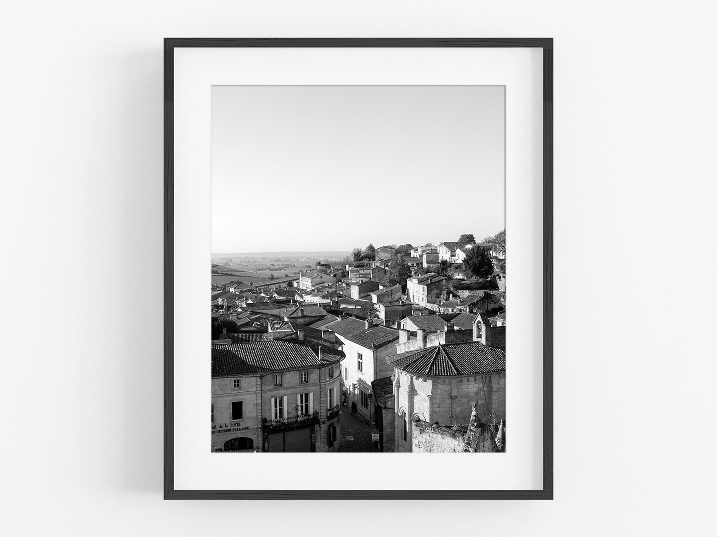 Saint-Emilion France Scenic, B&W Photo Print